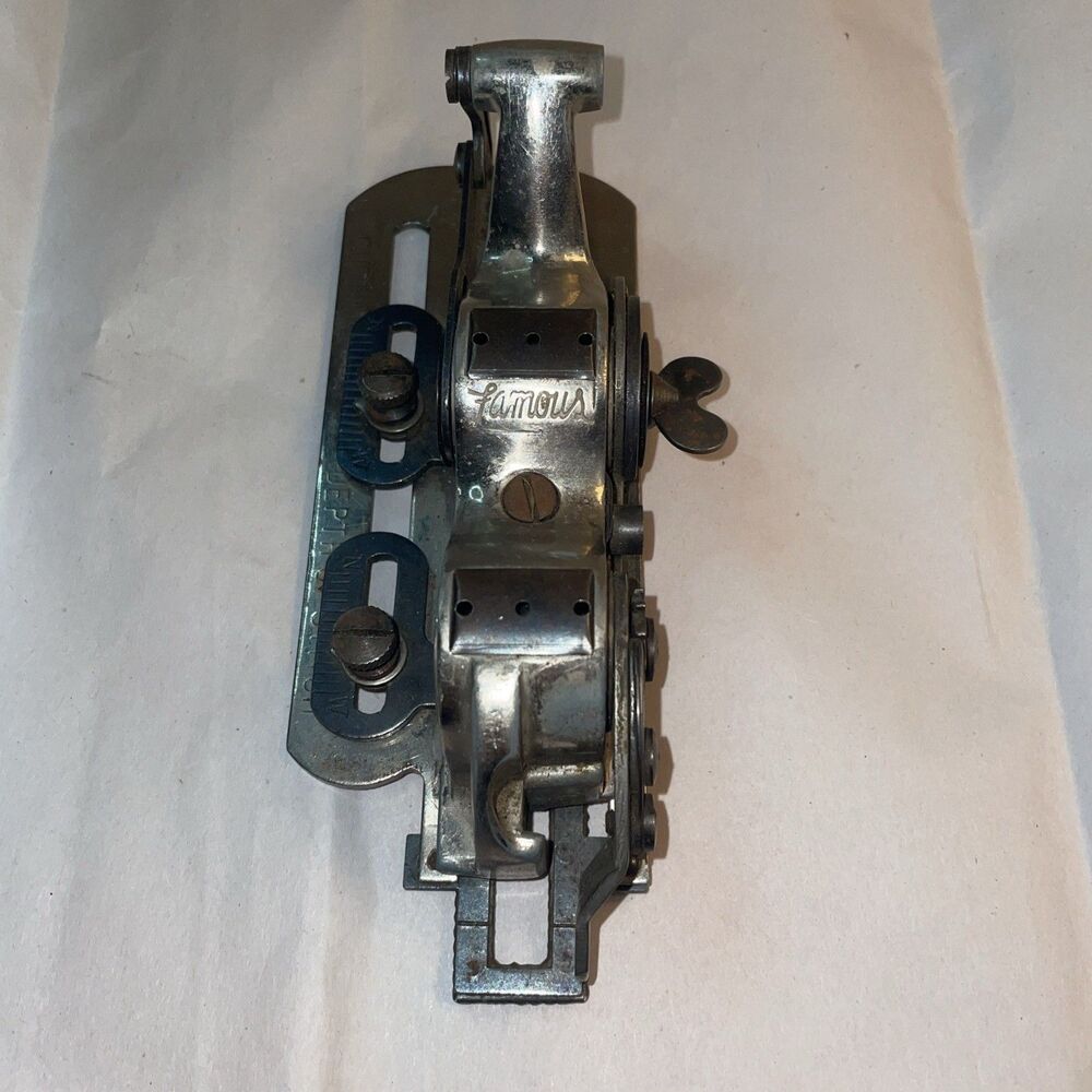 Vintage Sewing Machine Binder Attachment "Famous" Adjustable Hemmer Foot